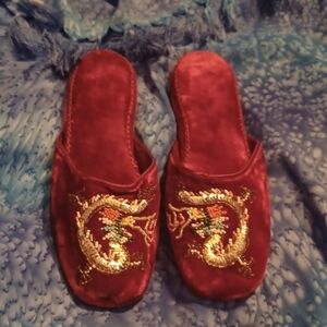 Vintage Velvet Dragon Slides